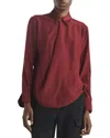 Rag & Bone Phillipa Draped Long-sleeve Blouse In Red