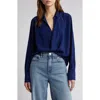 Rag & Bone Phillipa Point Collar Blouse In Deep Blue