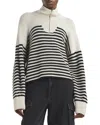 Rag & Bone Pierce Striped Cashmere Half-zip Sweater In White