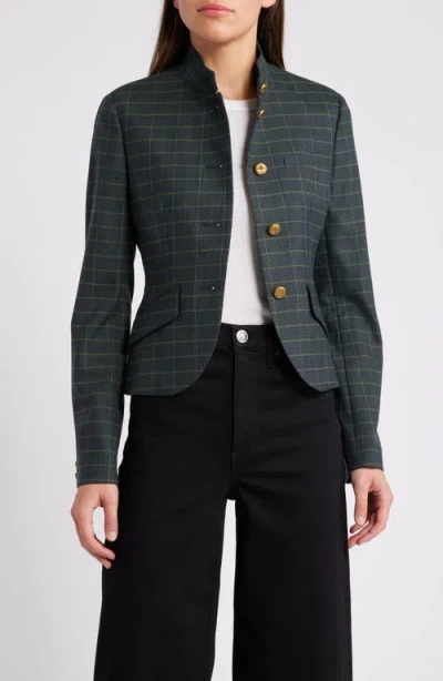 Rag & Bone Slade Cropped Plaid Wool-blend Blazer In Green Multi Plaid
