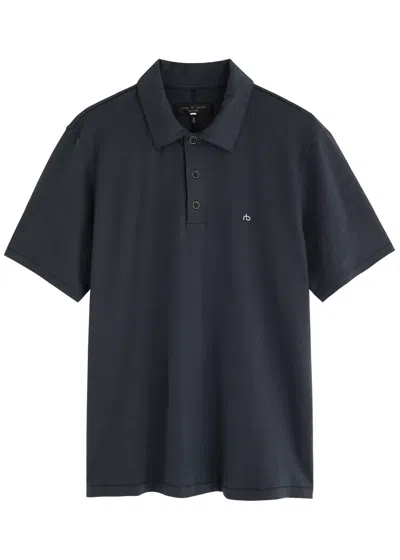 Rag & Bone Pure Logo Cotton Polo Shirt In Navy