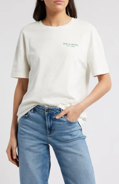 Rag & Bone Raquet Boyfriend Fit Graphic T-shirt In Ivory