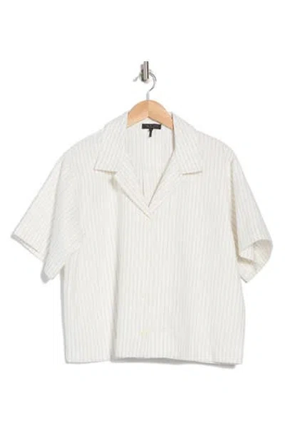 Rag & Bone Reese Camp Shirt In Ivory Stripe