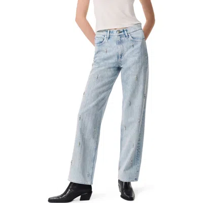 RAG & BONE RAG & BONE RHINESTONE HIGH WAIST STRAIGHT LEG JEANS