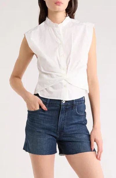 Rag & Bone Rita Sleeveless Poplin Shirt In White