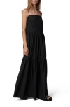 Rag & Bone Sage Tiered Cotton-poplin Maxi Dress In Black