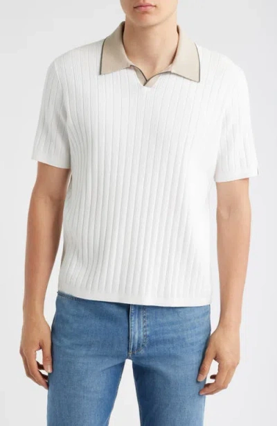 Rag & Bone Sanford Rib Johnny Collar Polo In Gray