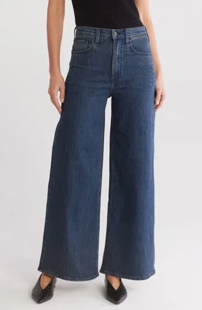 Rag & Bone Serena High Waist Rhinestone Wide Leg Jeans In Dark Wash Jewel