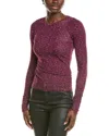 Rag & Bone Shaw Houndstooth Long Sleeve Cotton Top In Red