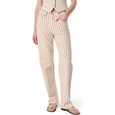Rag & Bone Shea High Rise Relaxed Straight Jeans In Tan Stripe