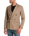 Rag & Bone Double-breasted Cotton-blend Blazer In Brown