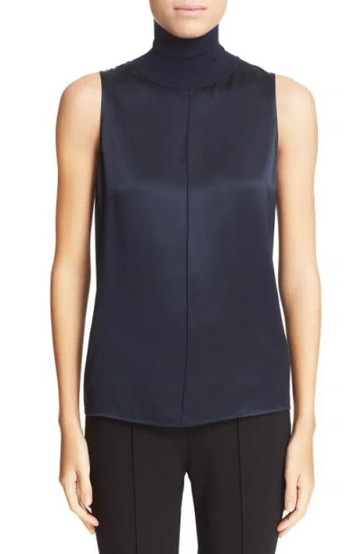 Rag & Bone 'singer' Silk Sleeveless Turtleneck Top In Salute