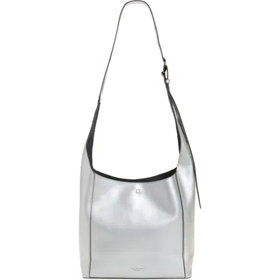 Rag & Bone Small Belize Metallic Leather Shopper Bag In Silver