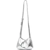 Rag & Bone Small Bloom Croc Embossed Metallic Leather Crossbody Bag In Silver