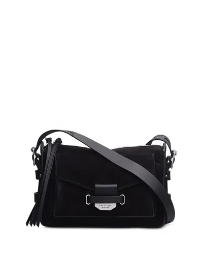 Rag & Bone Small Field Messenger Bag In Black Suede/silver