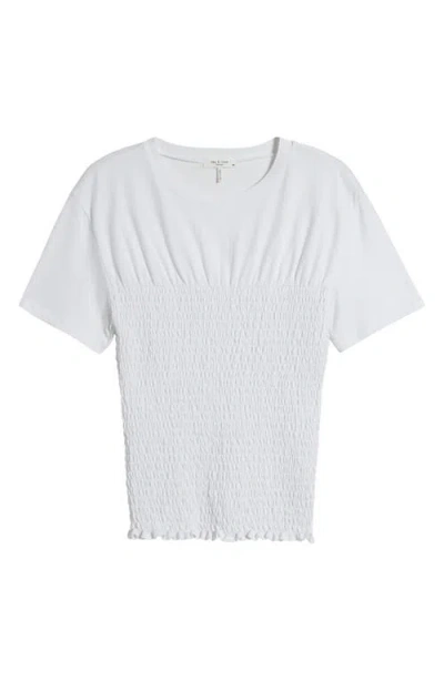 Rag & Bone Smocked Cotton Top In White