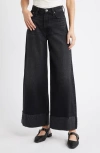 Rag & Bone Sofie Cuffed High Waist Wide Leg Jeans In Black