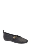 Rag & Bone Black Spire Perforated Leather Mary Jane Ballerina Flats In Black Perforated