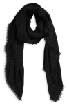 Rag & Bone Stella Sequin Virgin Wool Blend Square Scarf In Black