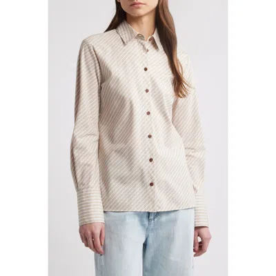 Rag & Bone Stripe Cotton Button-up Shirt In Tanstripe