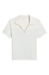 Rag & Bone Stripe Short-sleeve Polo Top In Ivory/pale