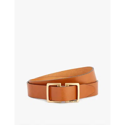 Rag & Bone Harlow Branded-buckle Leather Belt In Tan