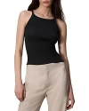 Rag & Bone The Essential Rib Long String Tank Black In Black