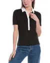 Rag & Bone The Knit Button Polo Top In Black