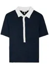 Rag & Bone The Knit Button Short Sleeve Polo Navy Multi