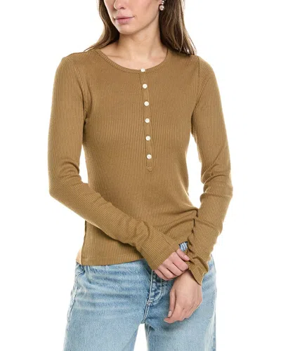 Rag & Bone The Knit-rib Henley Top In Khaki