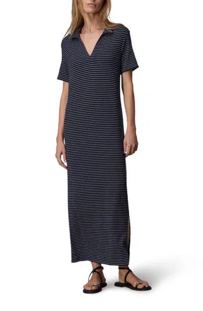Rag & Bone The Knit Stripe Maxi Polo Dress In Navy Multi