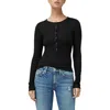 Rag & Bone The Knit-rib Henley Top In Black