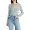 Rag & Bone Women's Rib-knit Henley Shirt In Heather Grey