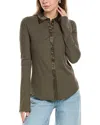 Rag & Bone The Ribbed Mix Media Button-down Shirt In Green