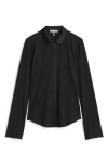Rag & Bone The Ribbed Mixed Media Button-up Shirt In Black