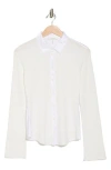 Rag & Bone The Ribbed Mixed Media Button-up Shirt In White