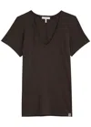 Rag & Bone The Slub V-neck Top In Dark Brown