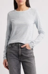 Rag & Bone The Slub Stripe Long Sleeve Cotton T-shirt In Light Blue Multi