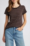 Rag & Bone The Slub Stripe T-shirt In Dark Chocolate