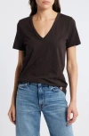 Rag & Bone The Slub V-neck Top In Dark Brown