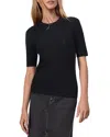 Rag & Bone Tina Merino Wool Crewneck Top In Black