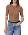 Rag & Bone Tina Merino Wool Crewneck Top In Camel