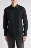 Rag & Bone Tomlin Cotton Dobby Button-up Shirt In Jet Black