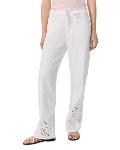 RAG & BONE RAG & BONE ULTRA FEATHERWEIGHT PHOEBE HIGH RISE DRAWSTRING JEANS IN WHITE EYELET