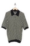 Rag & Bone Vaughn Geometric Jacquard Polo In Black