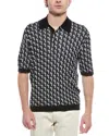 Rag & Bone Vaughn Geometric Jacquard Polo In Black