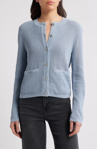 Rag & Bone Viola Open-knit Cardigan In Ltblue