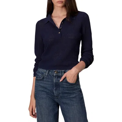 Rag & Bone Viola Open Stitch Polo Sweater In Purple