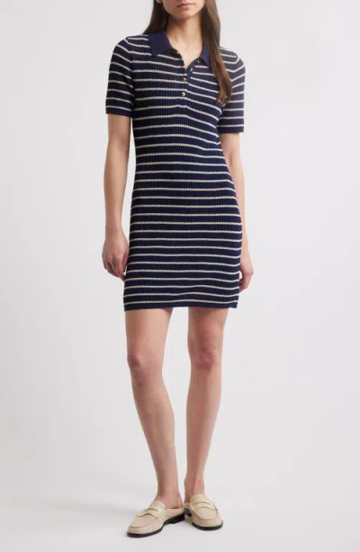 Rag & Bone Viola Stripe Polo Dress In Indigomult