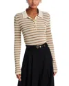 Rag & Bone Viola Stripe Long Sleeve Polo Sweater In Ivory Multi